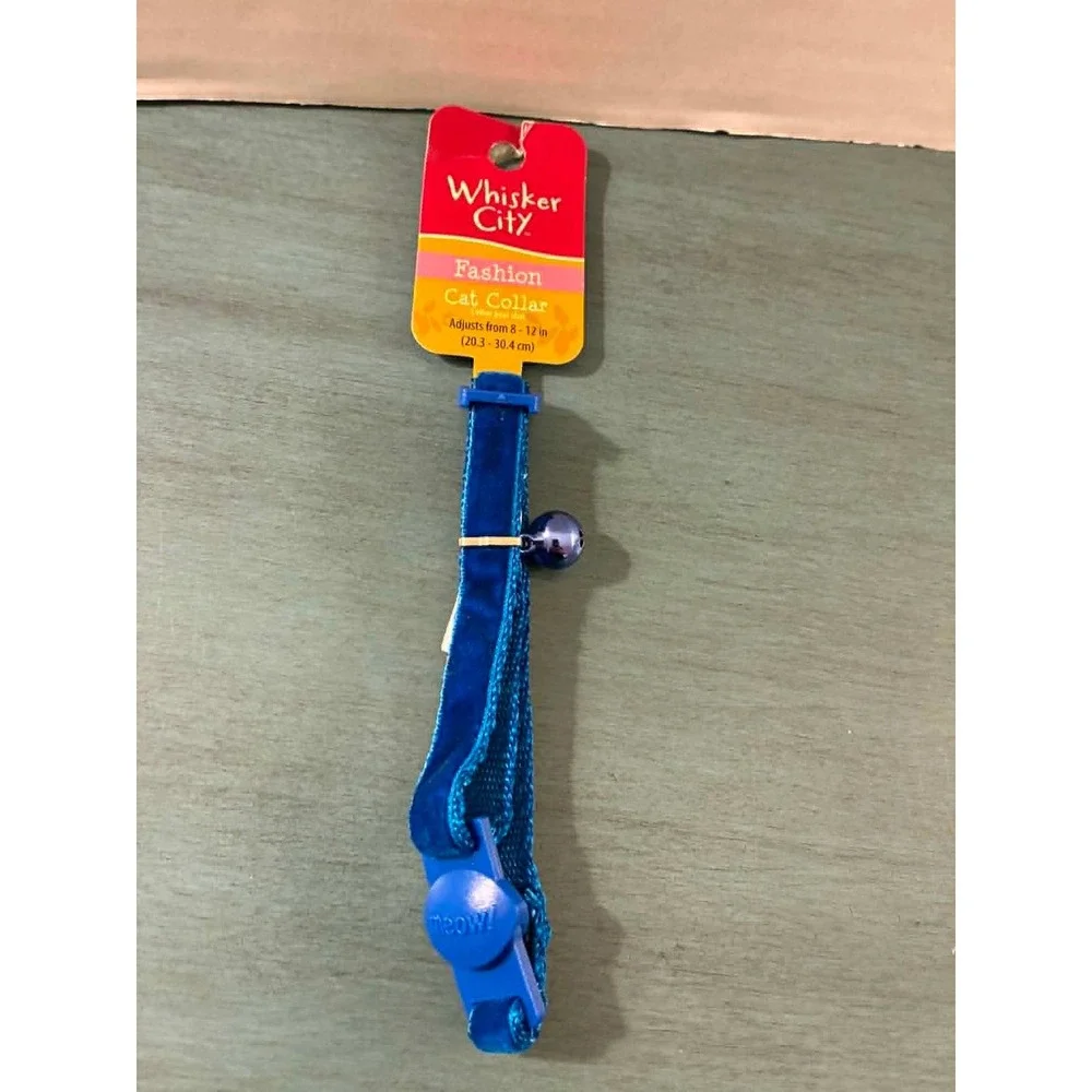 Whisker City Cat Collar Kitten 8-12in Blue NEW Velvet Breakaway Bell DJ16180A